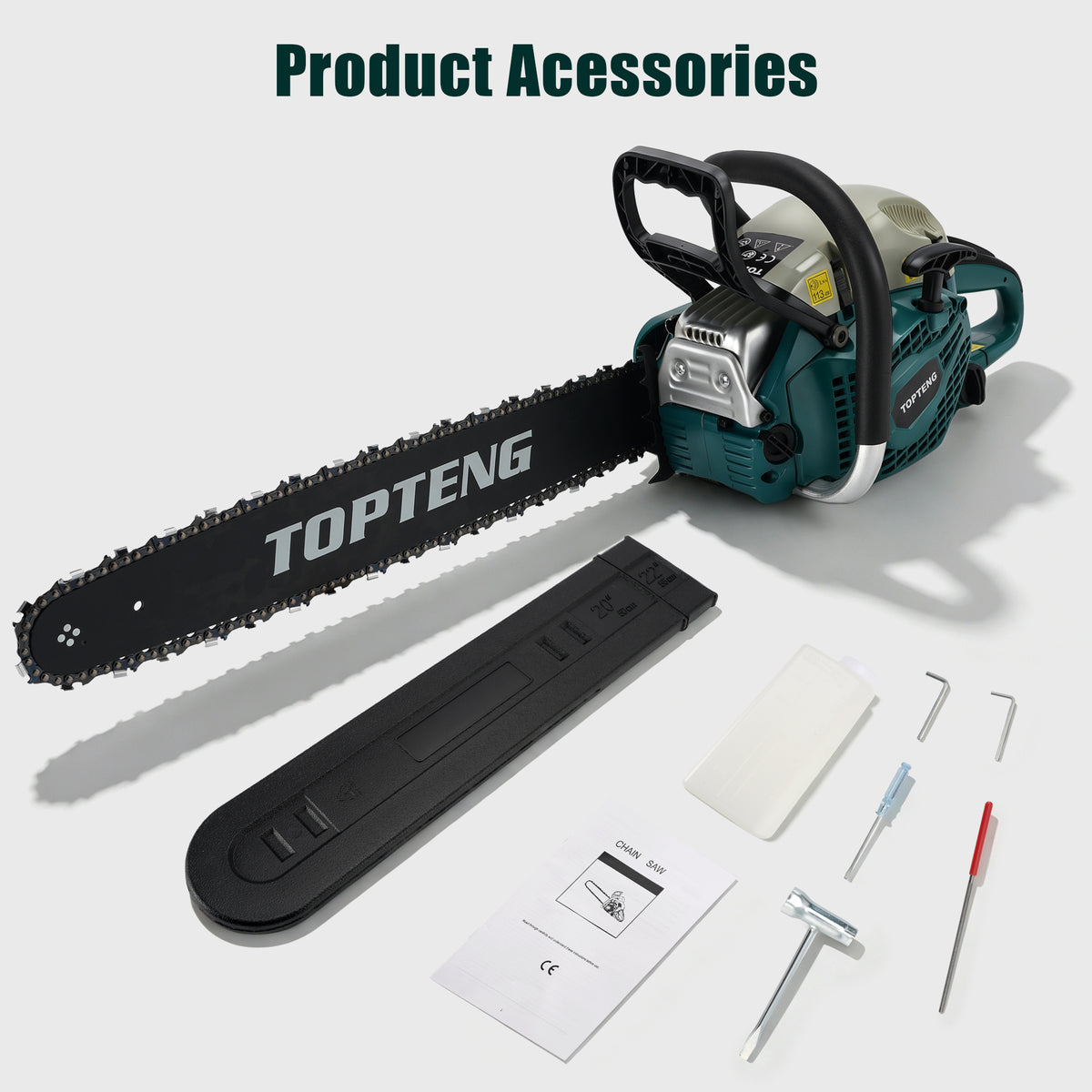 TopTeng 65cc Gas Chainsaw with 22 Inch Guide Bar
