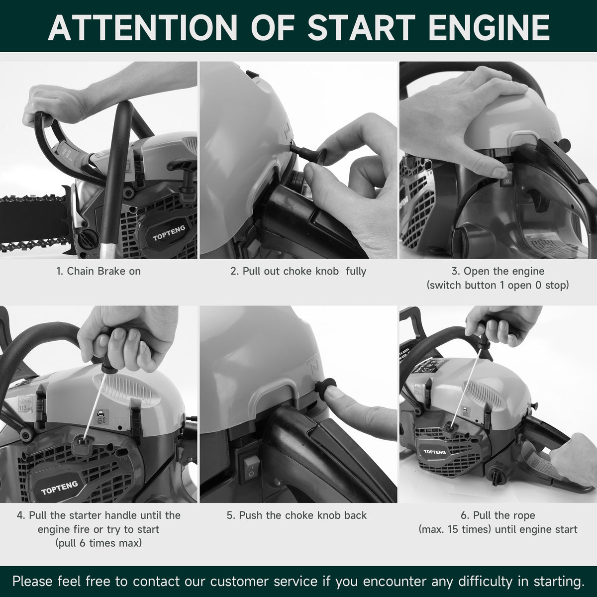 TopTeng 65cc Gas Chainsaw with 22 Inch Guide Bar