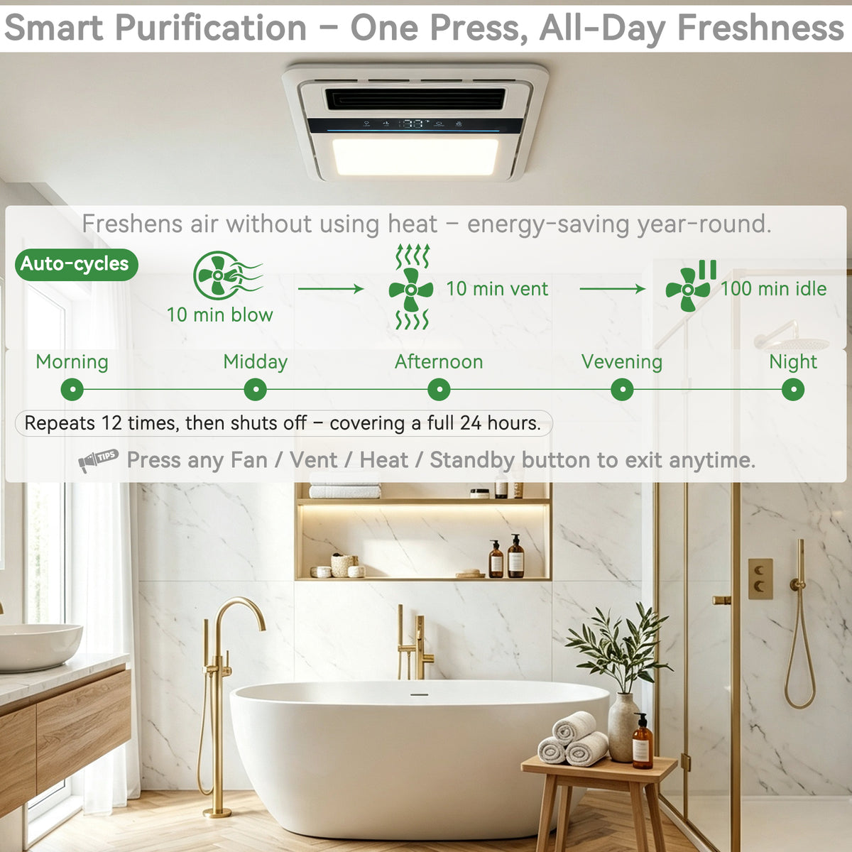 5-in-1 Bathroom Exhaust Fan with Light & Heater