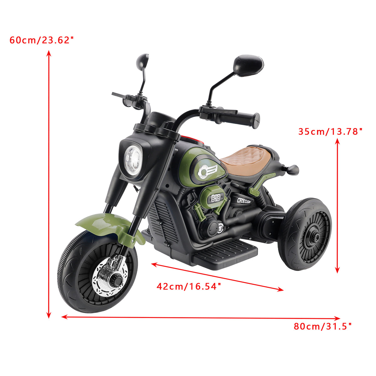 3Wheel 6V Kid Ride On Motorcycle Electric Toy With Colorful Light Music Green