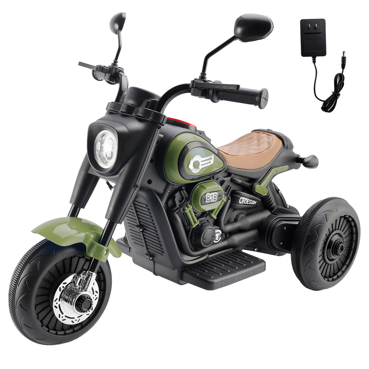 3Wheel 6V Kid Ride On Motorcycle Electric Toy With Colorful Light Music Green