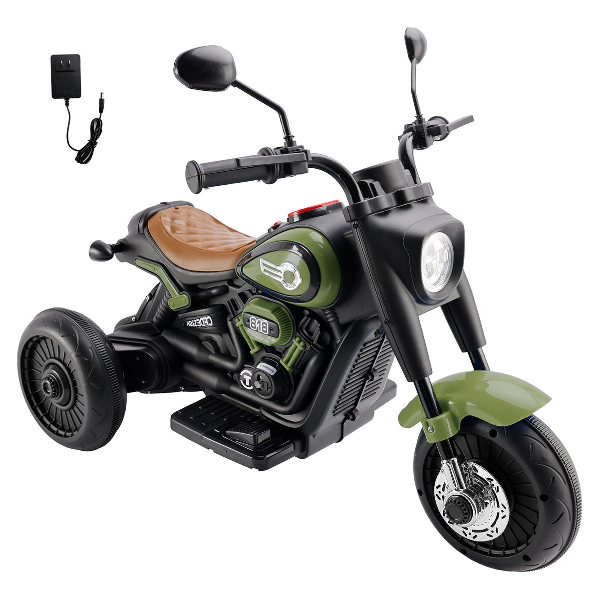 3Wheel 6V Kid Ride On Motorcycle Electric Toy With Colorful Light Music Green
