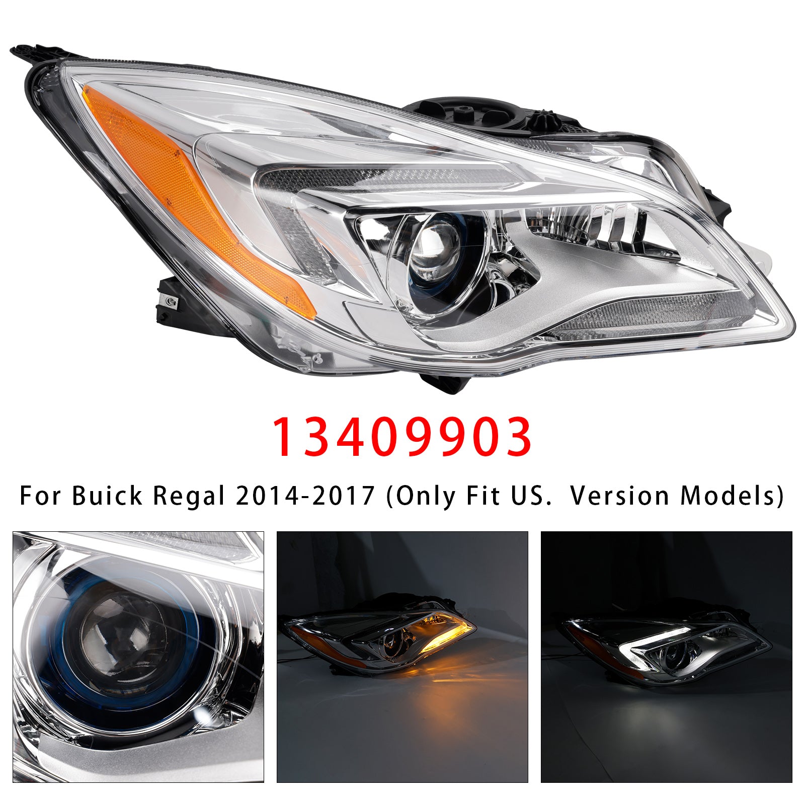 Halogen Right Headlight 13409903 For Buick Regal 2014-2017