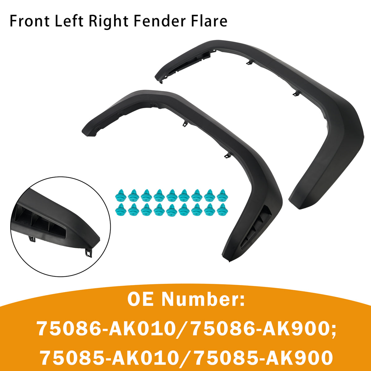 2024-2026 Toyota Tacoma Front Left Right Fender Flare With Clips 75086-AK010 75086-AK900 Generic