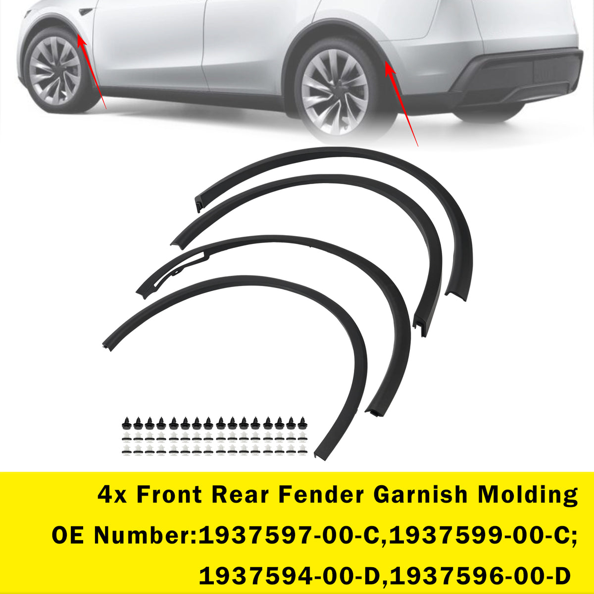 4X Front Rear Fender Molding For Tesla Model Y 2025-2026