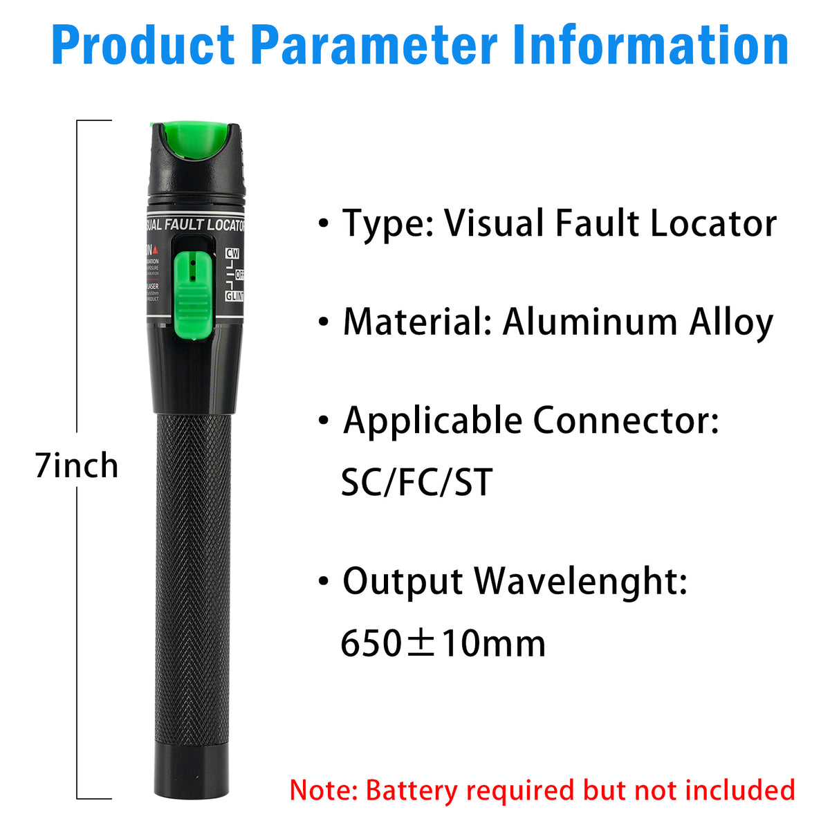 20MW Visual Fault Locator Fiber Optic Tester VFL Fiber Optic Cable Tester + FC