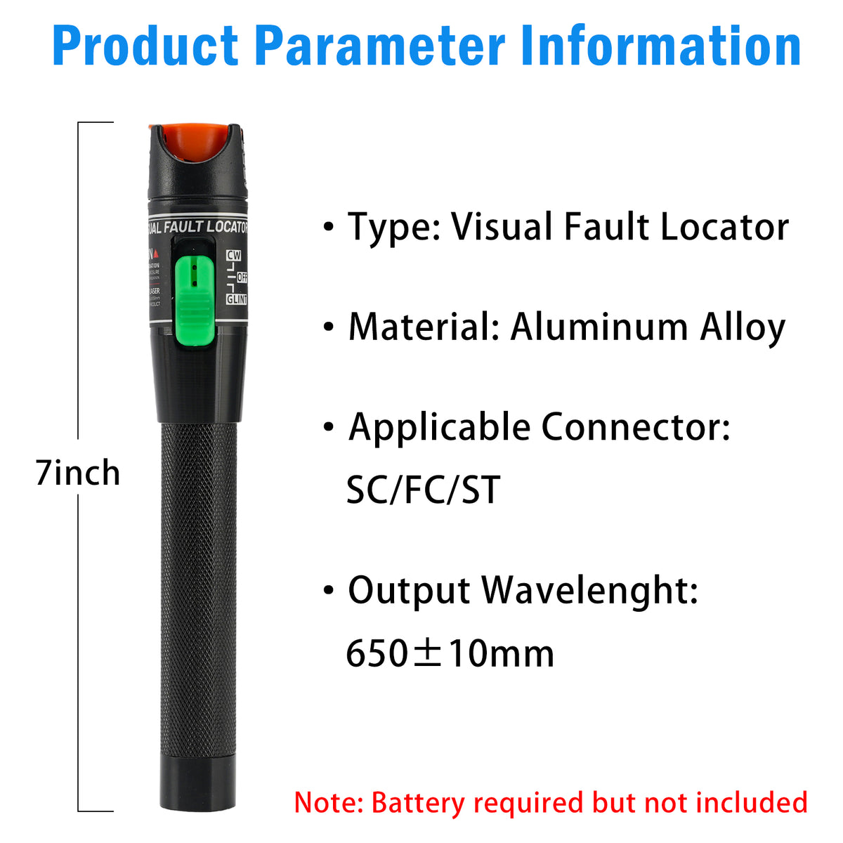 30MW Visual Fault Locator Fiber Optic Tester VFL Fiber Optic Cable Tester + FC