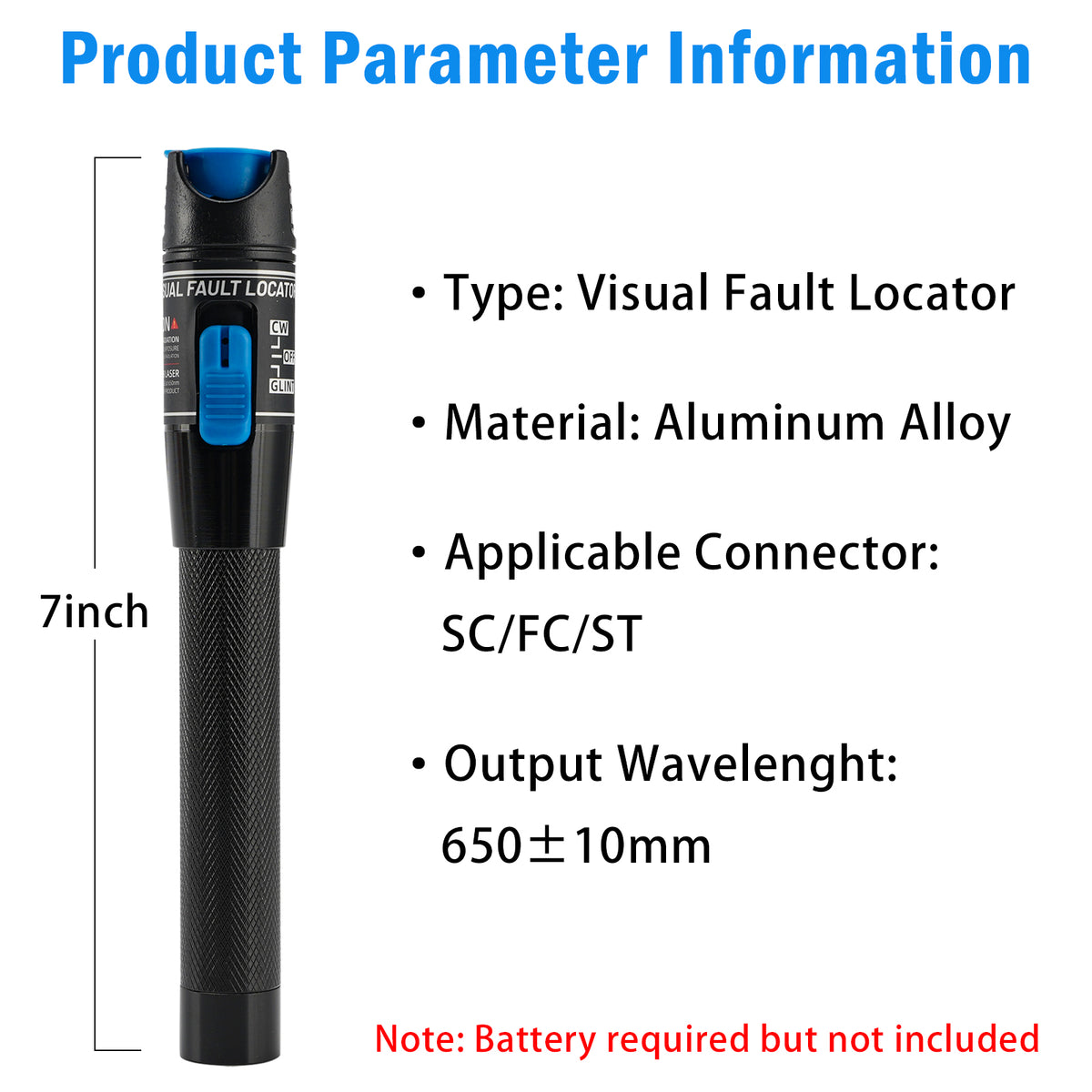 5MW Visual Fault Locator Fiber Optic Tester VFL Fiber Optic Cable Tester + FC