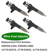 Kubota Skid Steer Loader SSV75P 4Pcs Fuel Injector 295050-1320 295050-1980 Generic