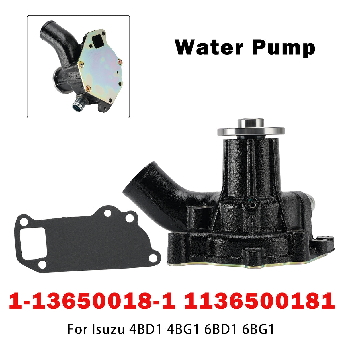 Hitachi Excavator EX120-5LV JPN Water Pump 1-13650018-1 1136500181 Generic