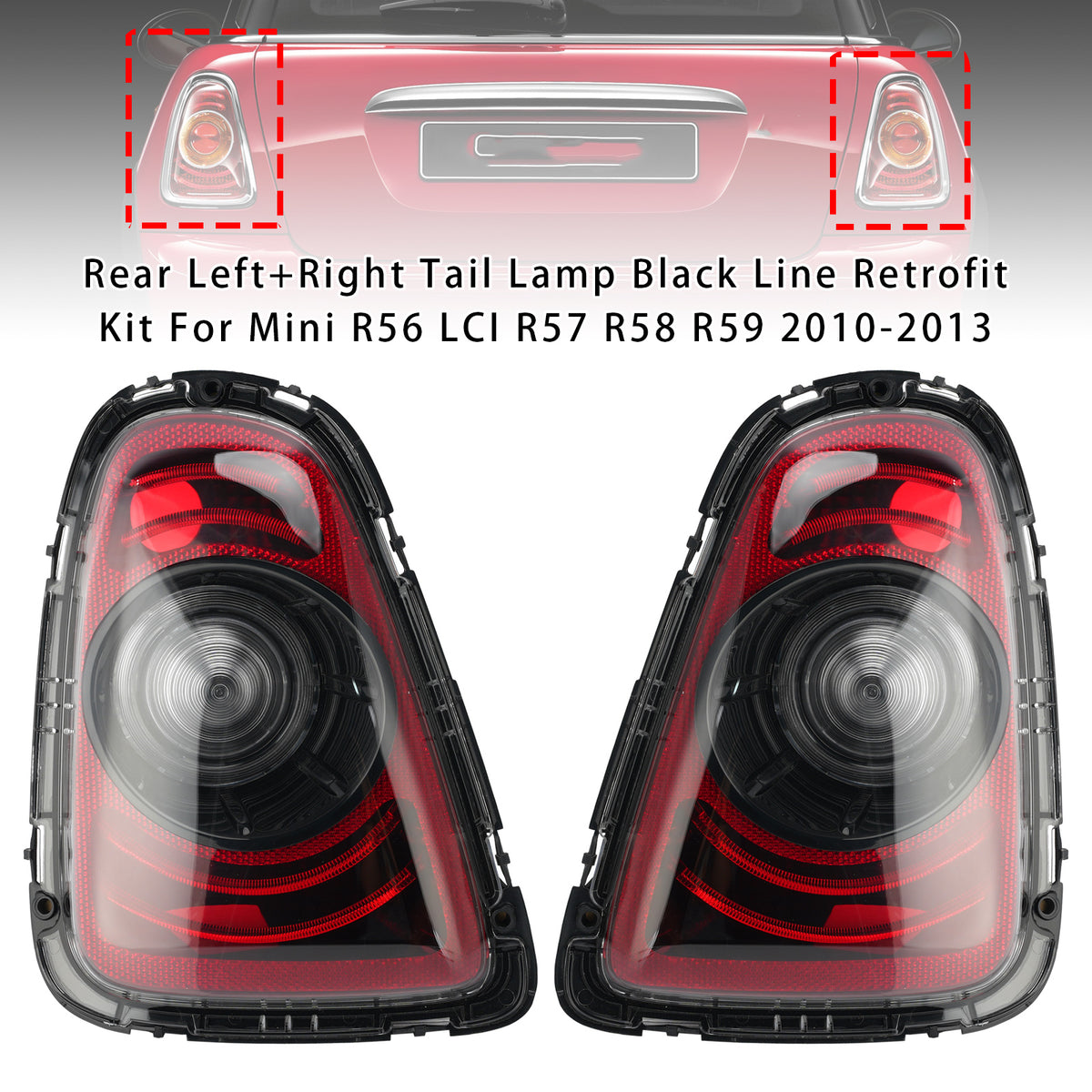 2010-2013 MINI R56 LCI Rear Left+Right Tail Lamp Black Line Retrofit Kit 63217255909 63217255911 Generic