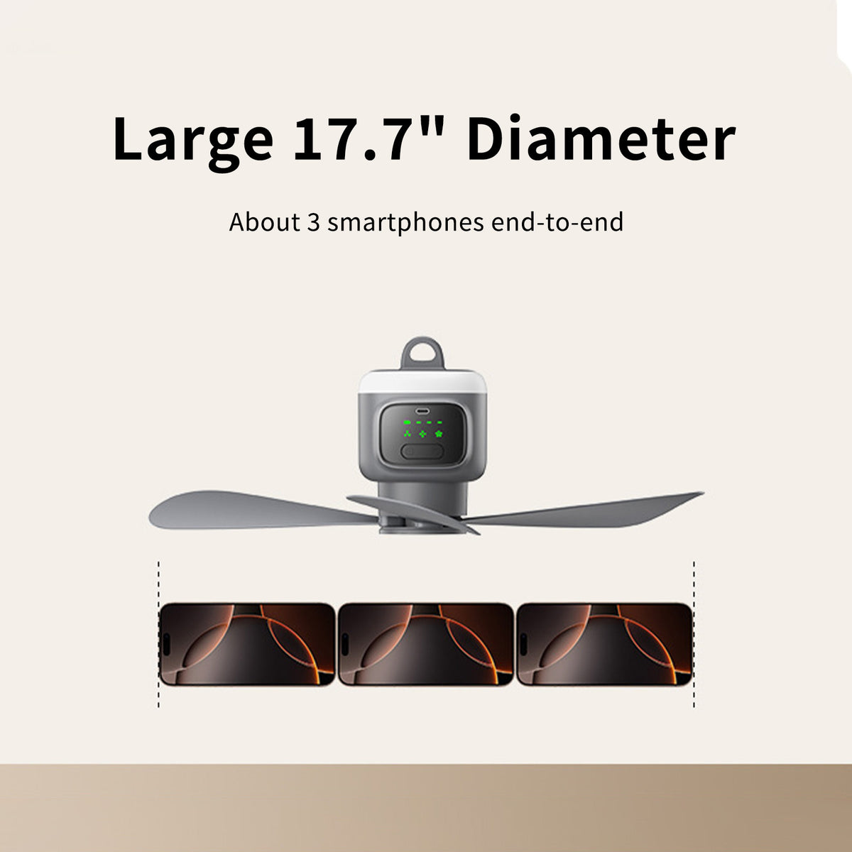 18" Portable Ceiling Fan with Light & Remote