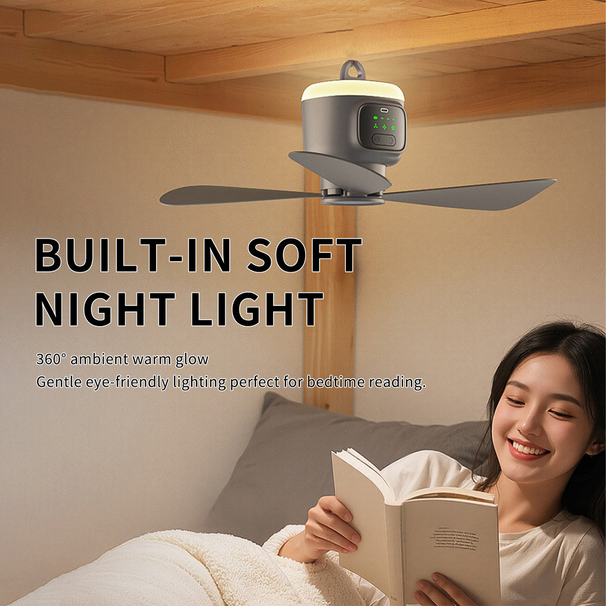 18" Portable Ceiling Fan with Light & Remote