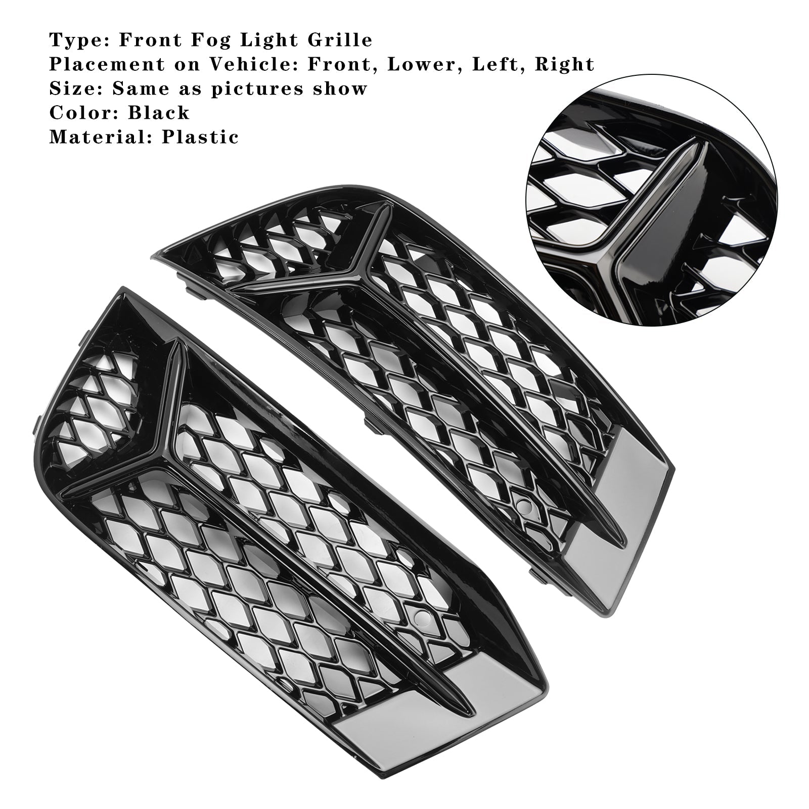 2017-2020 Audi A3 Front Bumper Grill Fog Light Cover Lamp Frame Trim