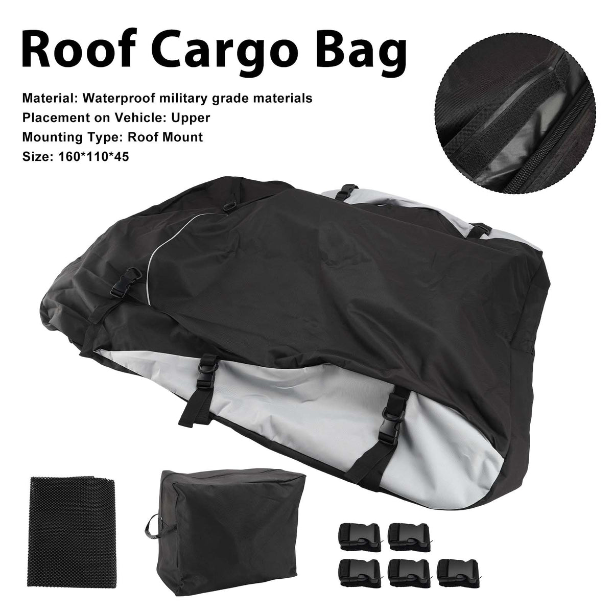 Travel Waterproof Car Roof Top Rack Carrier Cargo Bag Luggage Cube Bag 160*110