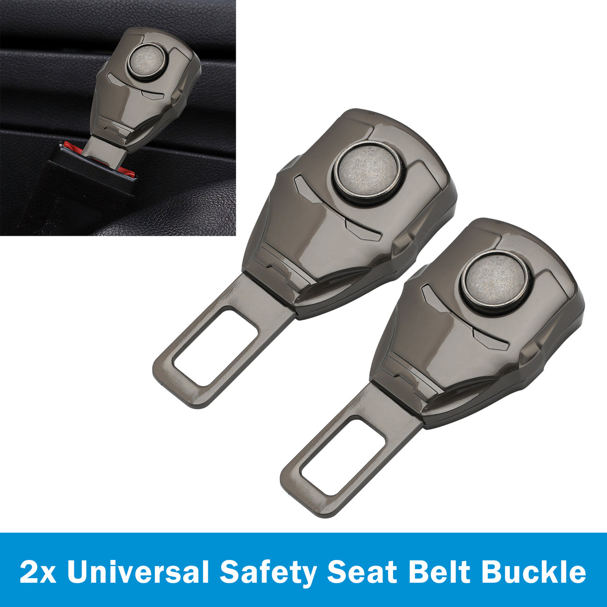 2X Universal Safety Seat Belt Buckle Alarm Stopper Extension Buckle