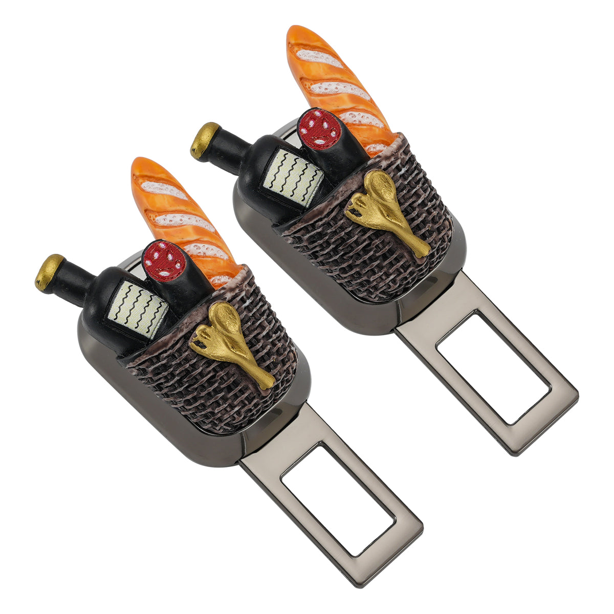 2X Red Wine Sausage Universal Safety Seat Belt Buckle Alarm Stopper Extension Buckle