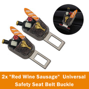 2X Red Wine Sausage Universal Safety Seat Belt Buckle Alarm Stopper Extension Buckle