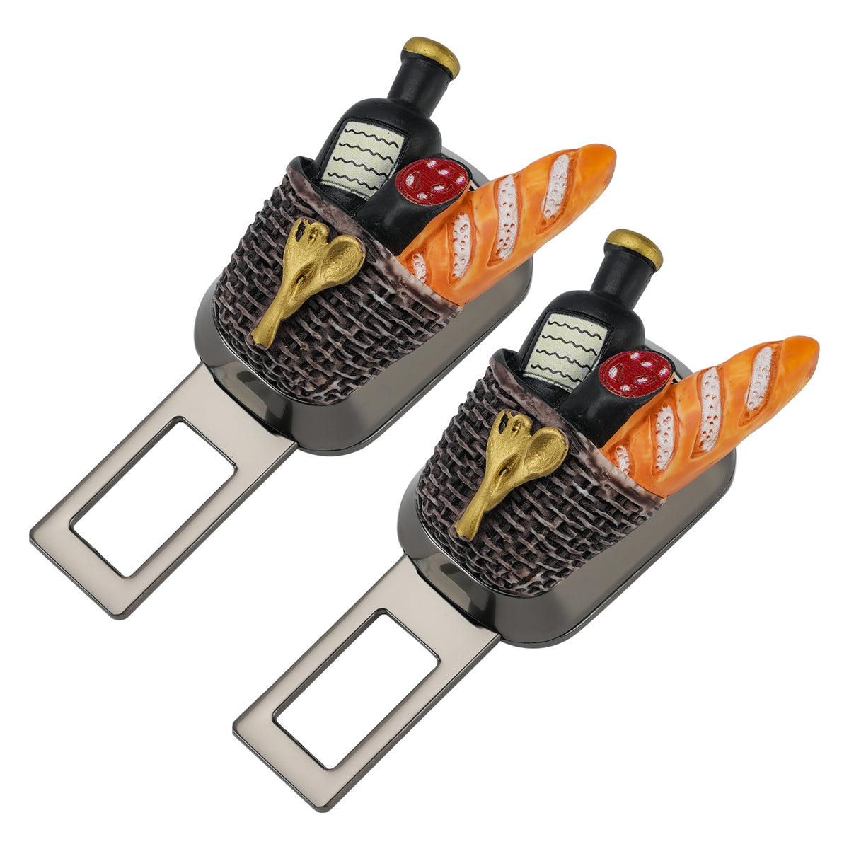 2X Red Wine Sausage Universal Safety Seat Belt Buckle Alarm Stopper Extension Buckle