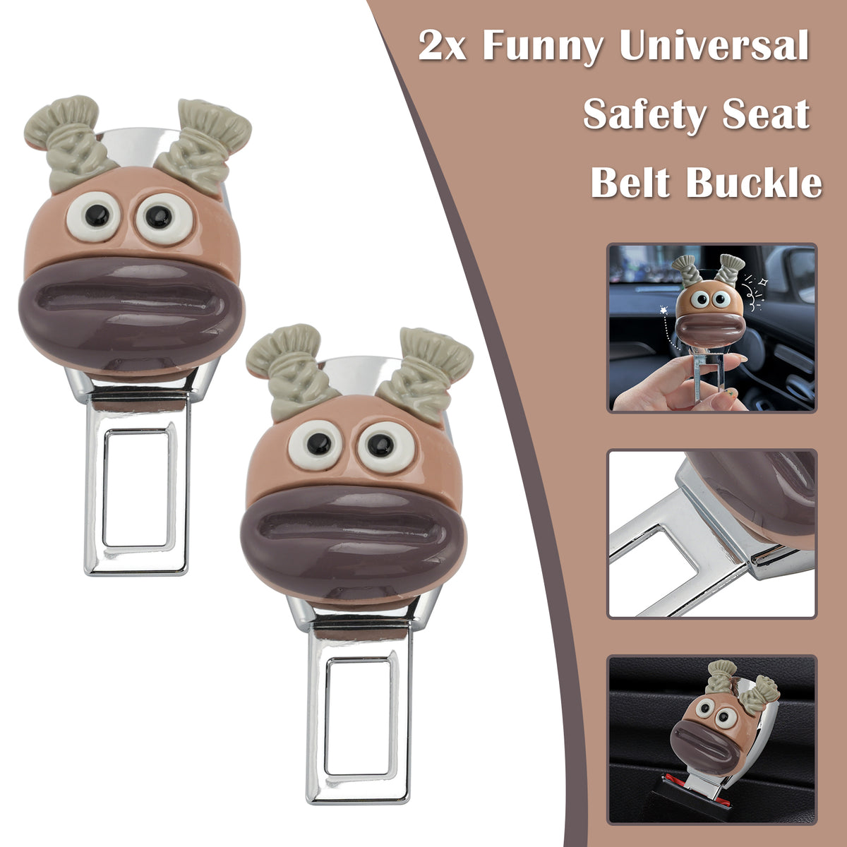 2X Funny Universal Safety Seat Belt Buckle Alarm Stopper Extension Buckle