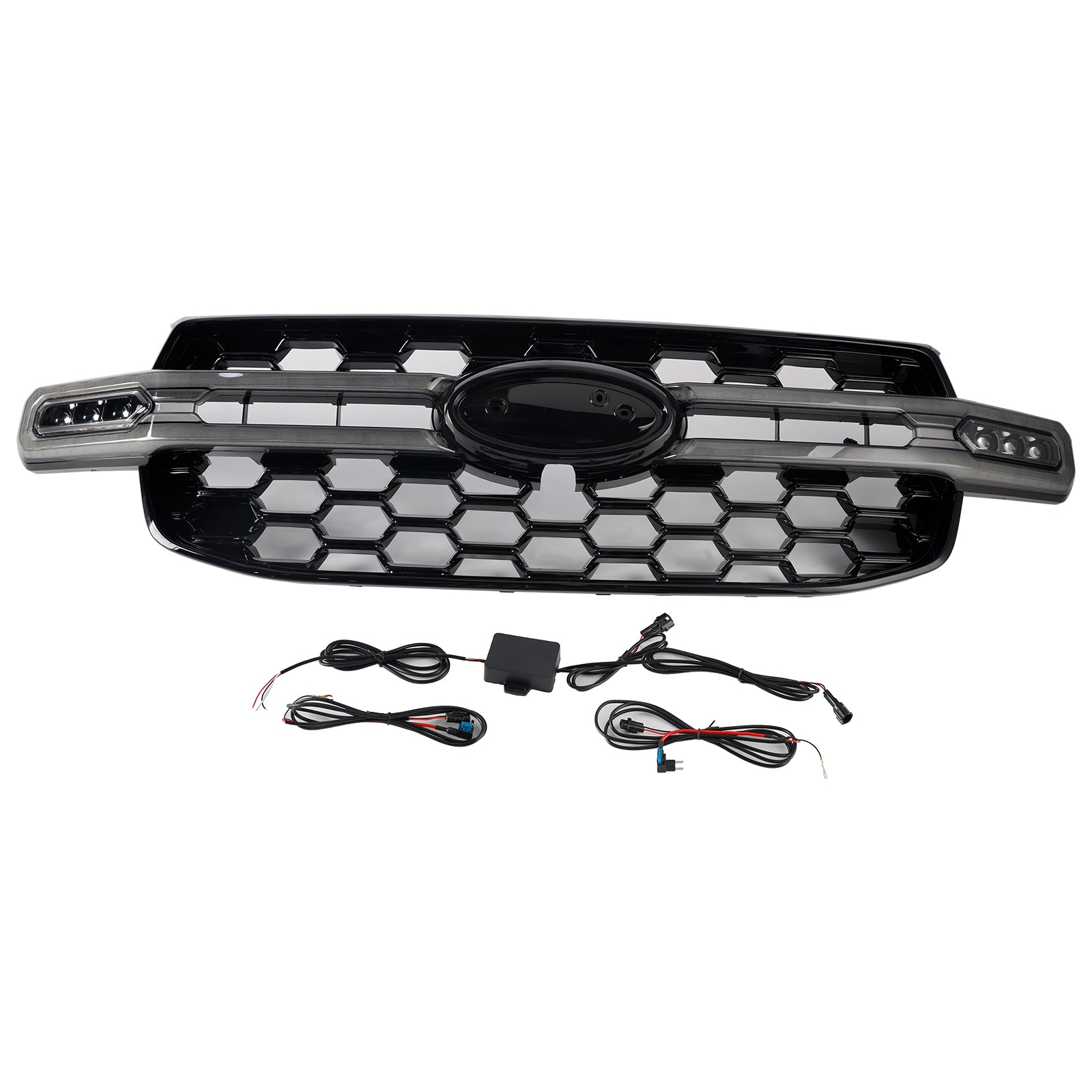 Front Bumper Grille Grill Fit Ford Ranger Everest Next Gen Wildtrak 2023-2024 (With White LED)