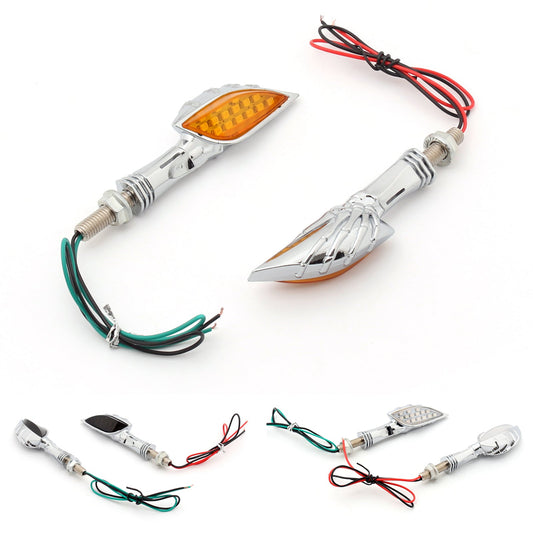 Universal Motorcycle Skeleton Hand LED Turn Signals Blinker Indicator