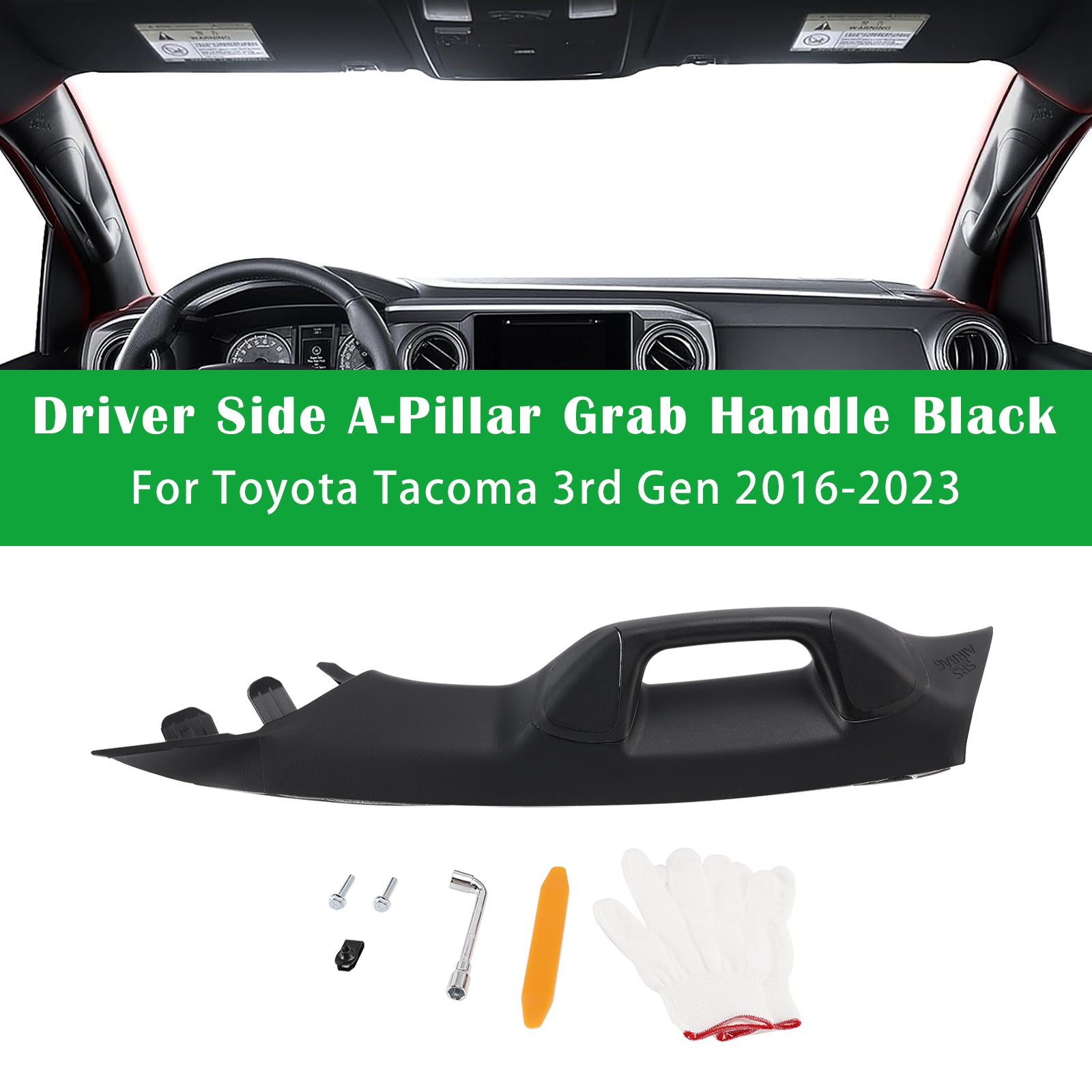 2016-2023 For Toyota Tacoma 3rd Gen Driver Side A-Pillar Grab Handle Black