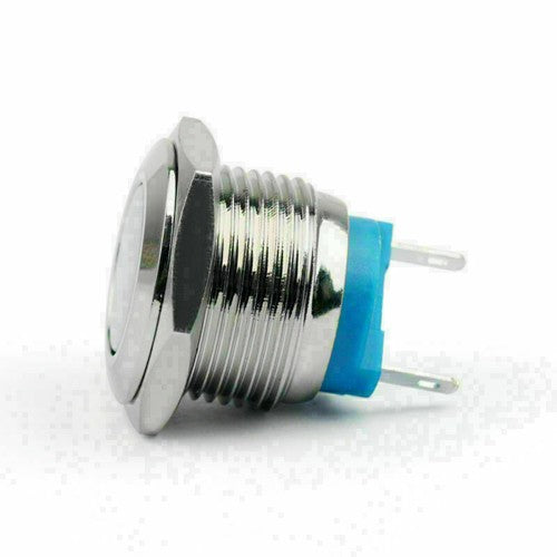 16mm 2 Pin Normally Closed Momentary NC Metal Push Button Switch 36V/2A, Flat Round / 4PCS