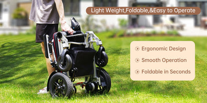 Seniors Compact Portable Airline Approved Electric Wheelchair for Adults Intelligent Power Wheelchairs Lightweight Foldable All Terrain Motorized Wheelchair