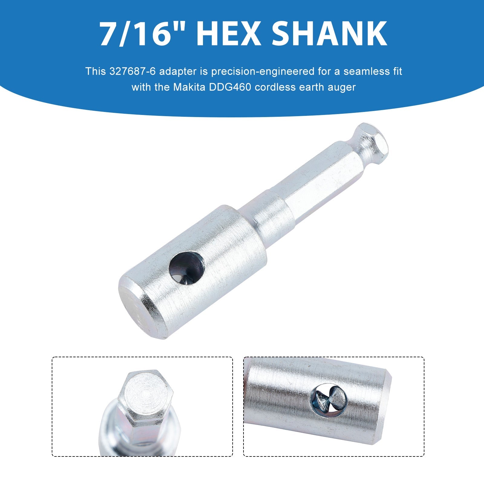 327687-6 Earth Auger Bit Adapter D-7/16" Hex Shank for Makita DDG460