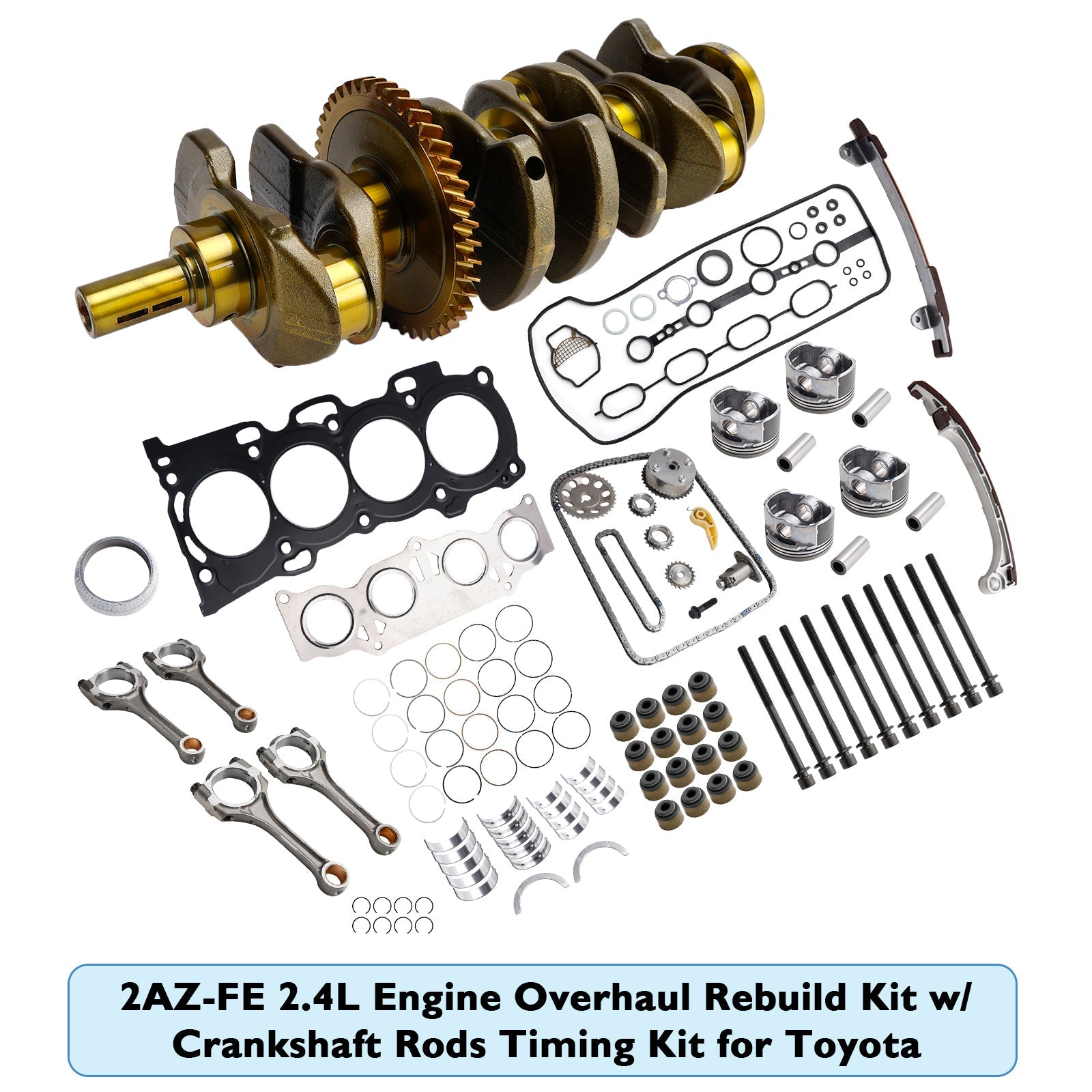 2009-2010 Toyota Corolla XRS 2AZ-FE 2.4L Engine Overhaul Rebuild Kit w/ Crankshaft Rods Timing Kit