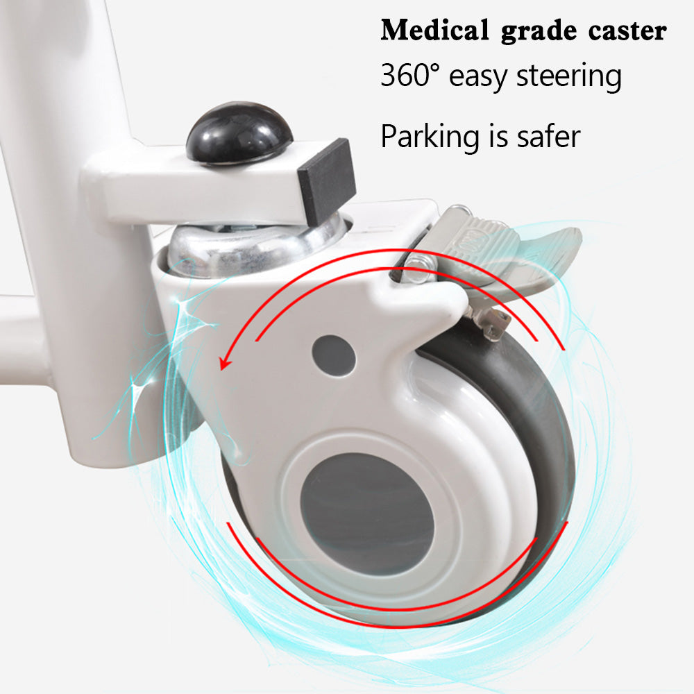 Lift For Elderly Patient Transfer Wheelchair W/180° Split Seat and Bedpan