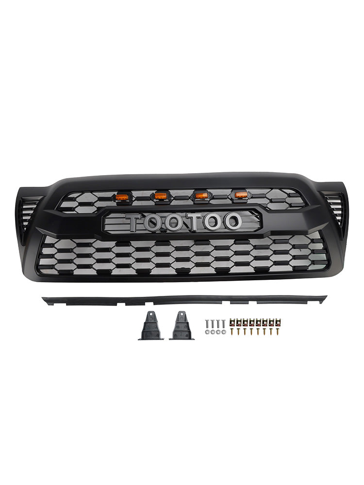 2005-2011 Toyota Tacoma W/LED Matte Black Front Bumper Grille Grill