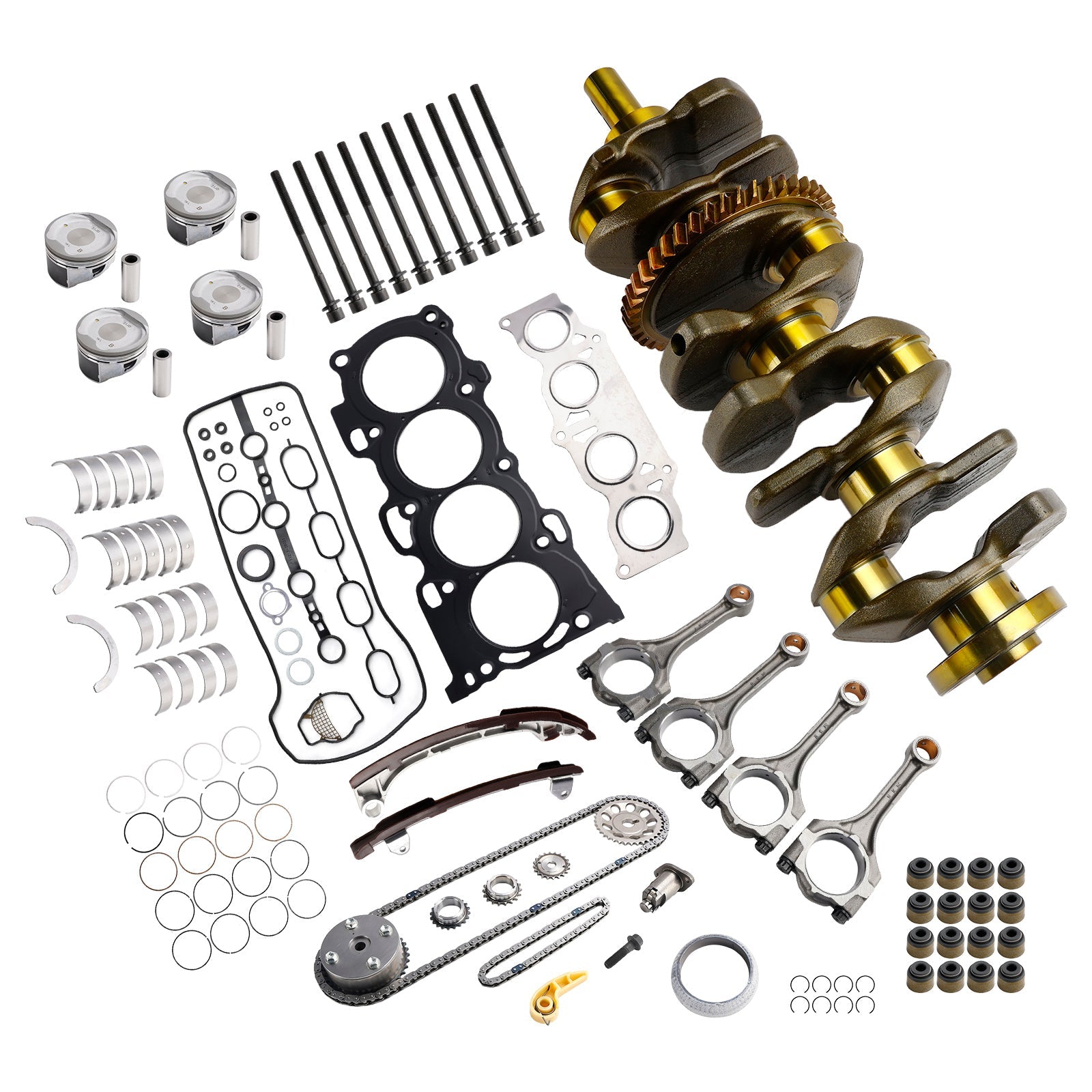 2002-2009 Toyota Camry 2AZ-FE 2.4L Engine Overhaul Rebuild Kit w/ Crankshaft Rods Timing Kit