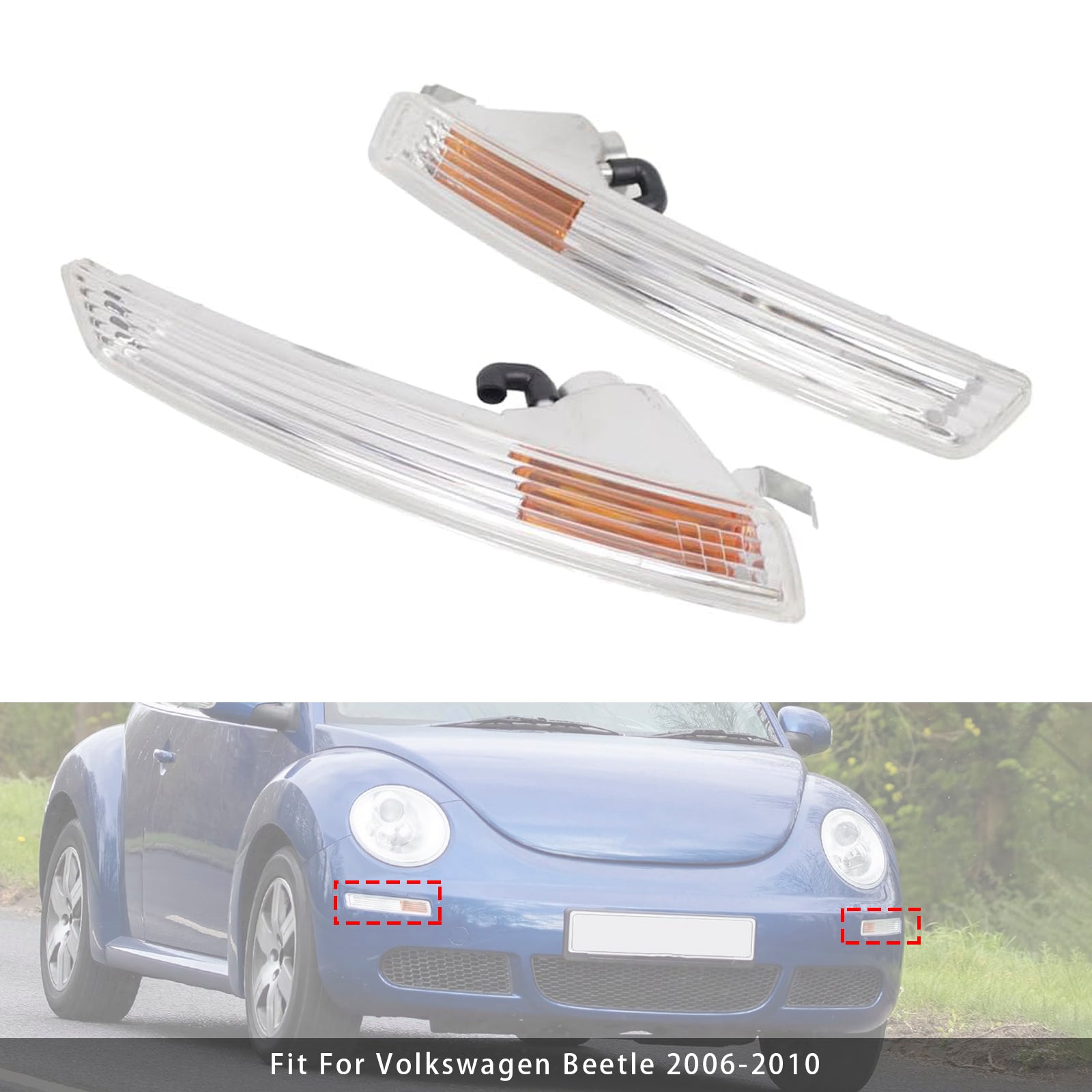2006-2010 VW Beetle Pair Front Bumper Turn Signal Light Without Bulbs 1C0953041R