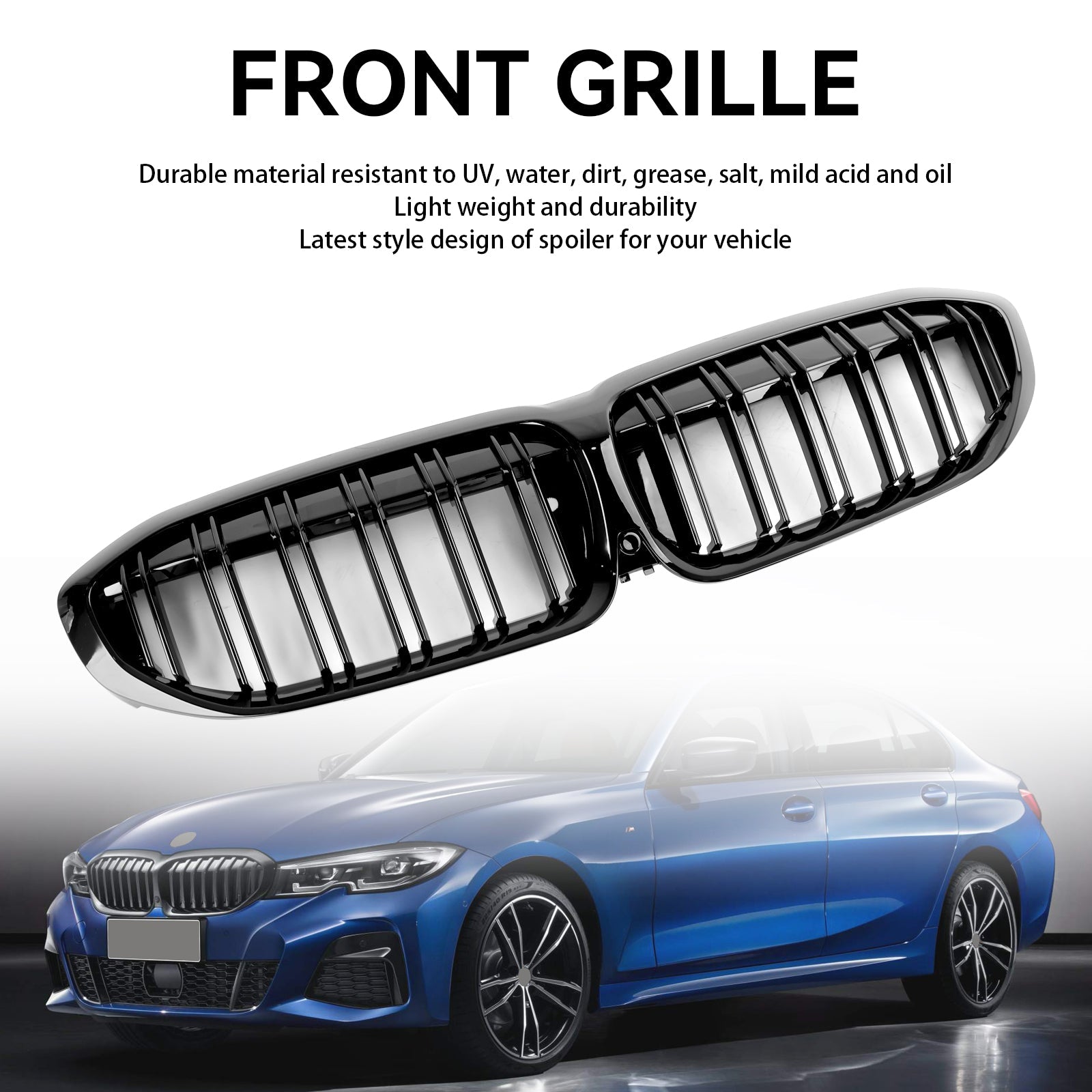 2019-2022 BMW 3 Series G20 G28 Black Dual Slat Kidney Grille Grill 51138072085
