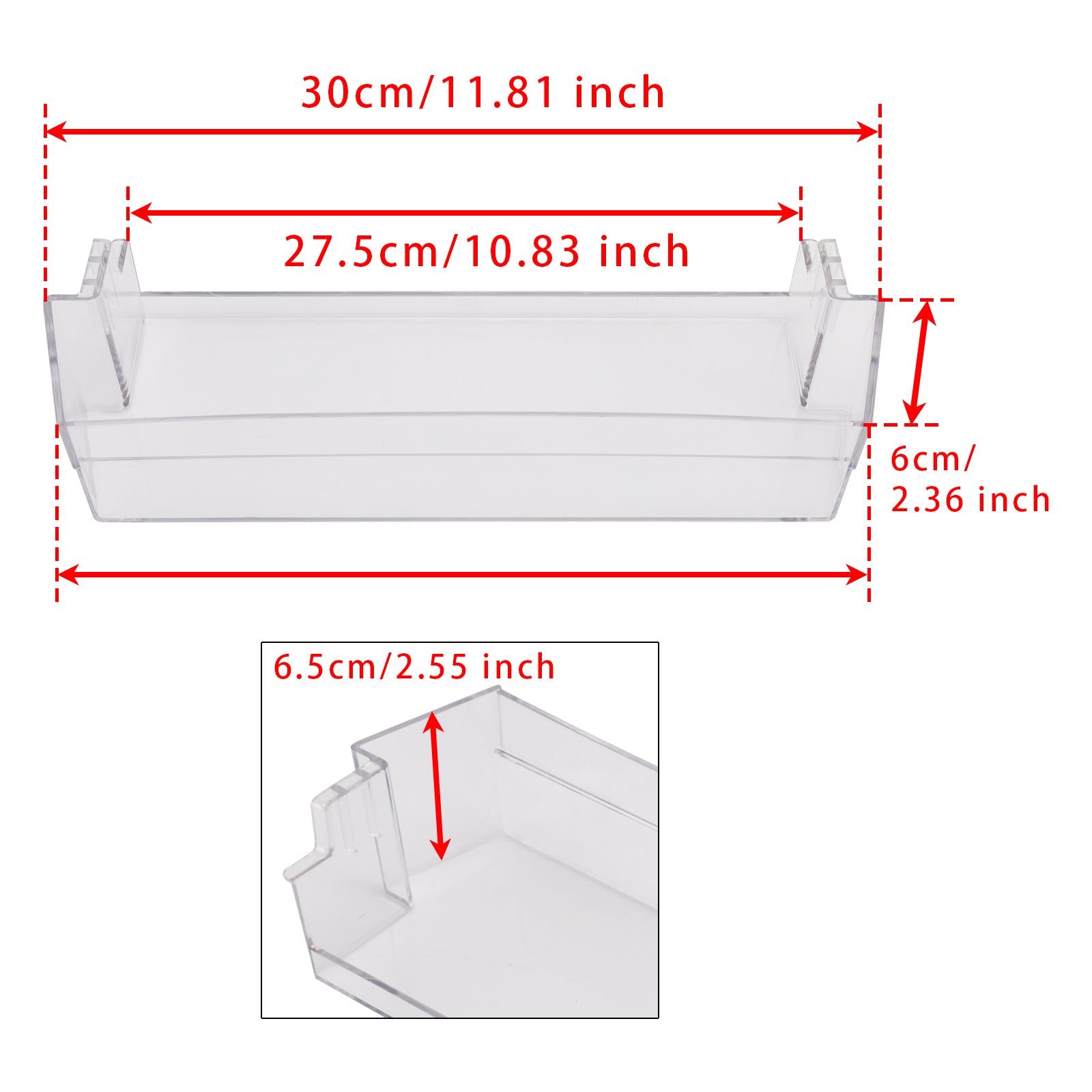 Dometic Caravan 2PCS Fridge Shelf Grey Clear Middle Or Top Door Bin 306mm 289072710 Generic