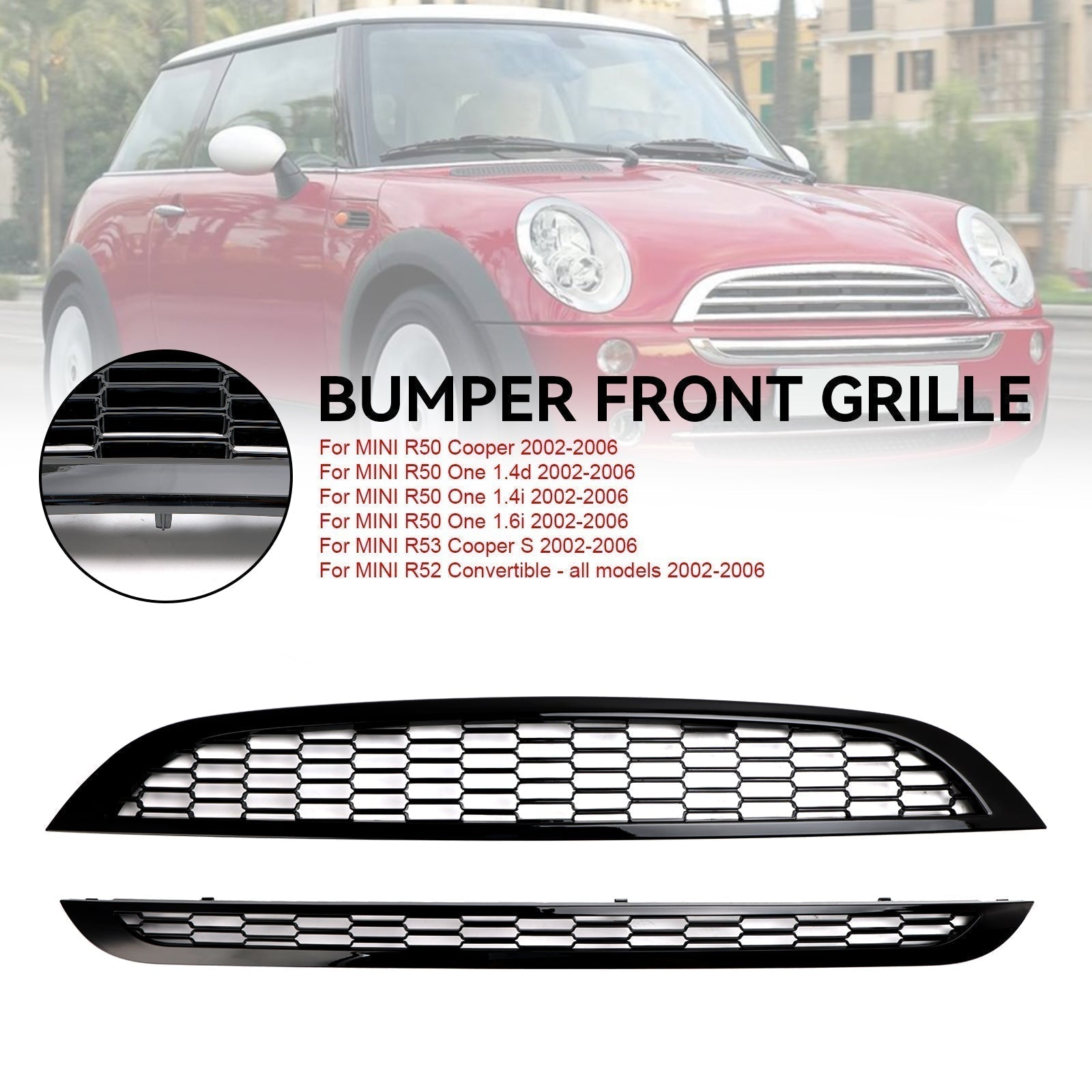 2002-2006 MINI R50 One 1.6i Honeycomb Mesh Front Grill Grille 2PCS