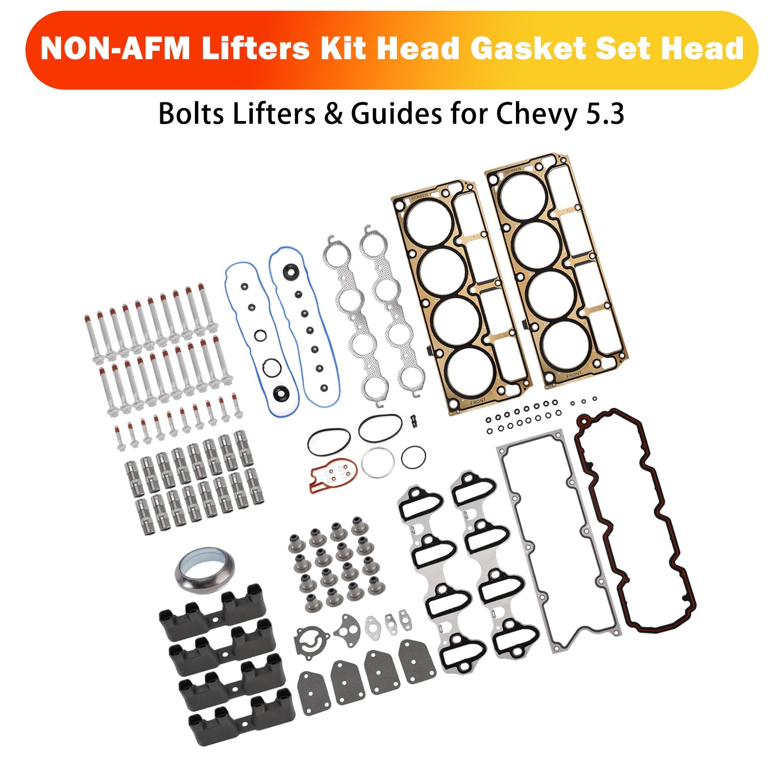 2007 For GMC Sierra 1500 Classic 5.3L 5328CC 325CID V8 FLEX OHV NON-AFM Lifters Kit Head Gasket Set Head Bolts Lifters & Guides 12499225