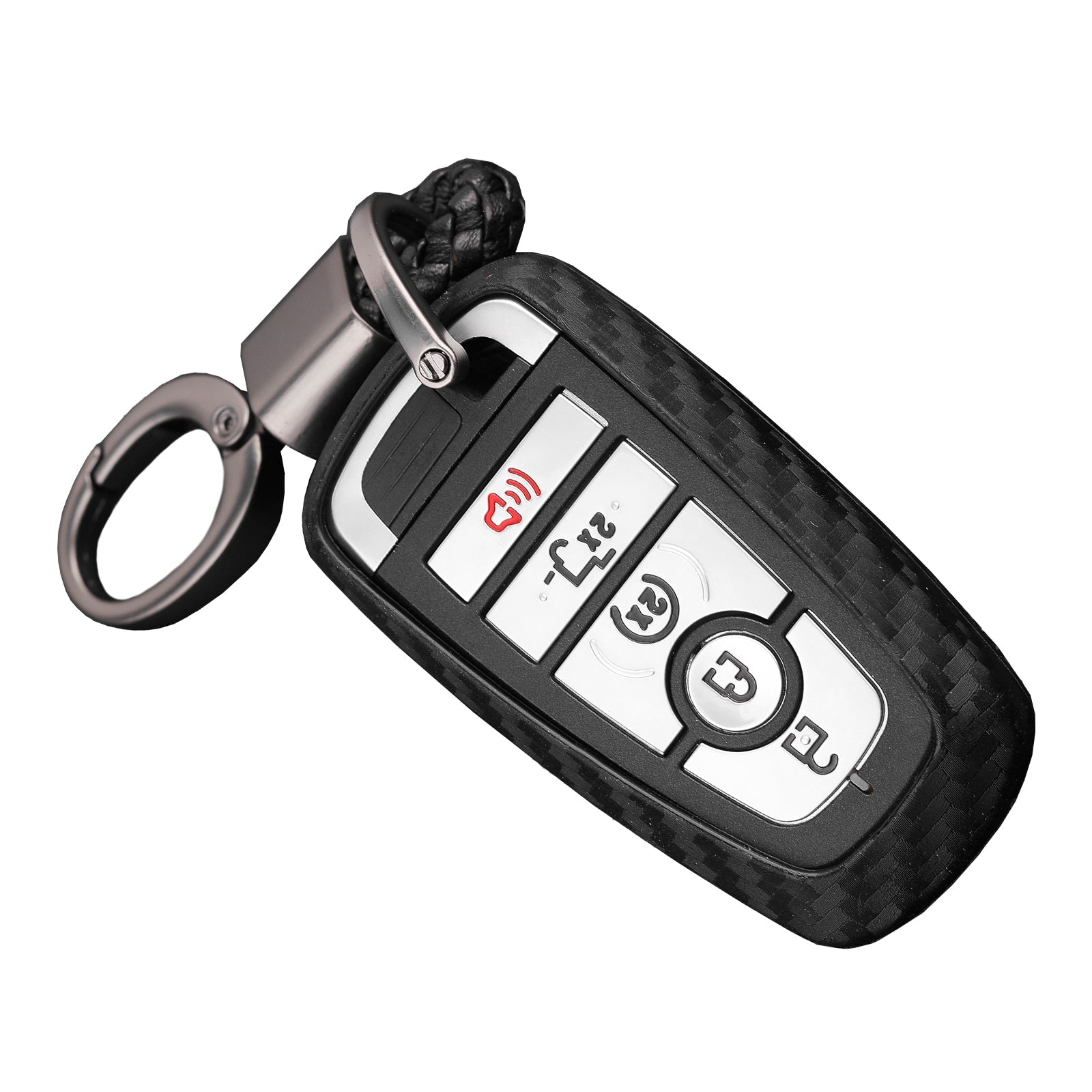 Leather Silicone Car Key Case Cover With Buckle For Ford Smart