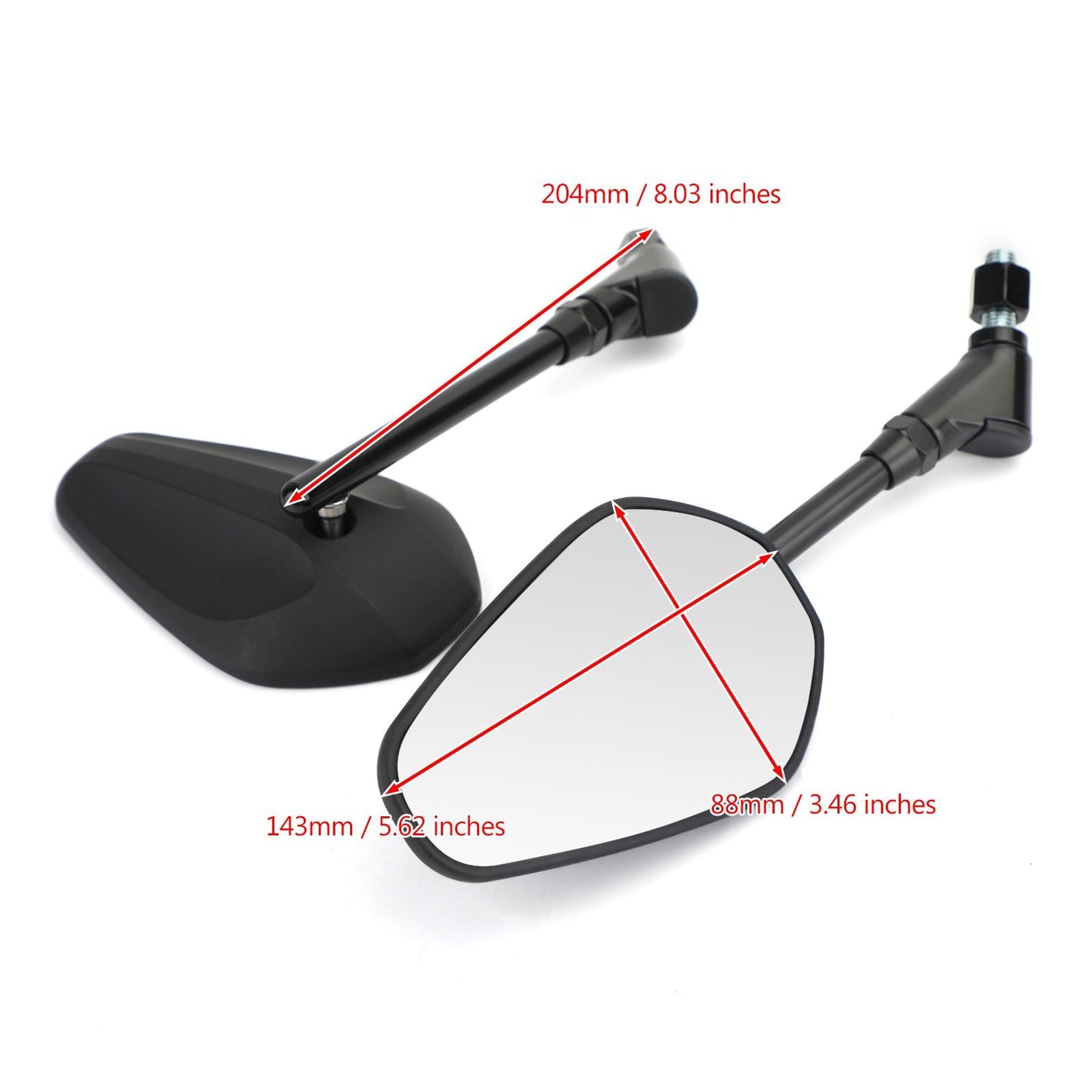 New Black Left & Right Motorcycle Cruiser Chopper Rearview Side Mirrors M10 10mm Generic