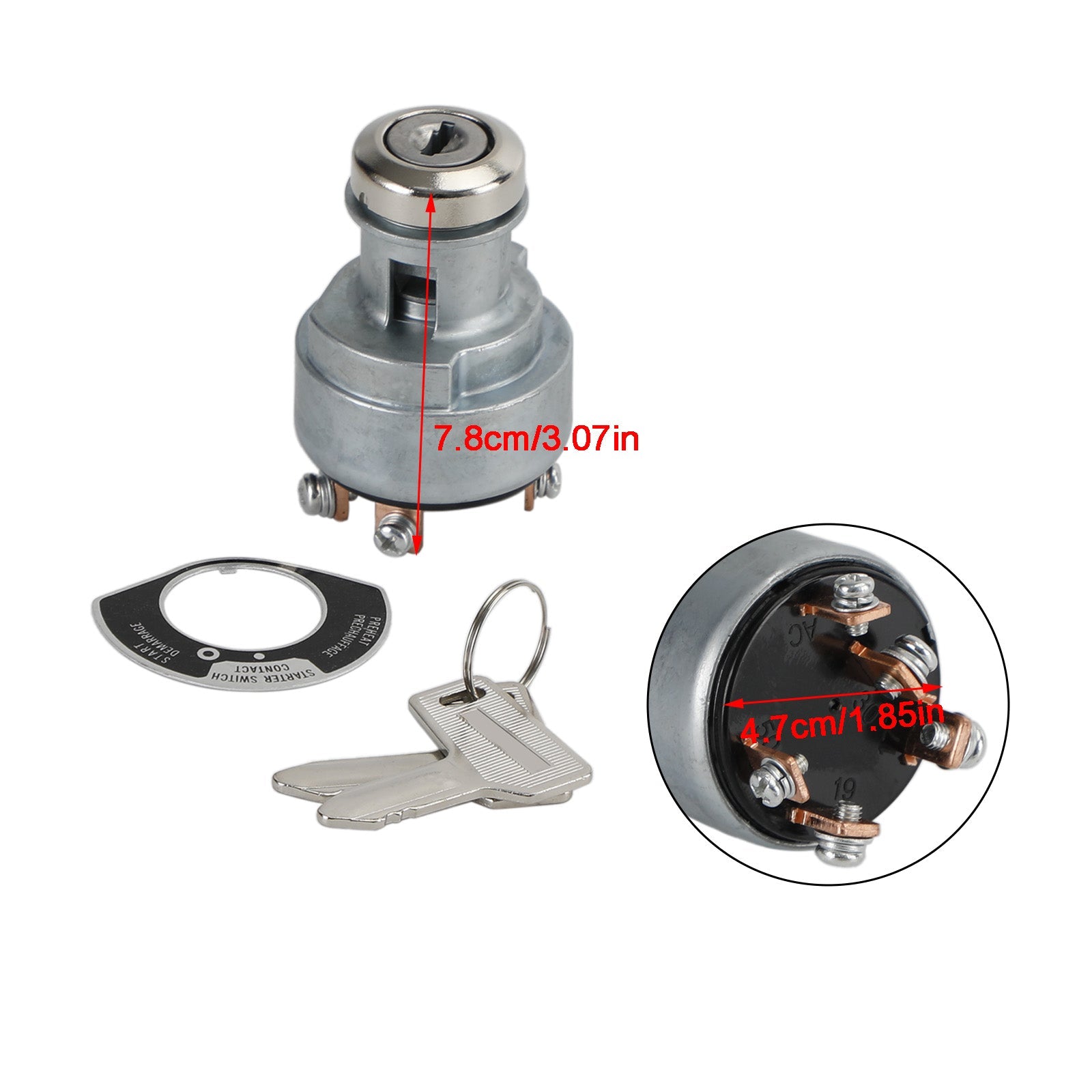 Ignition Switch W/301 Keys 933110-00200 933110-00100 For Yanmar Excavator C50R