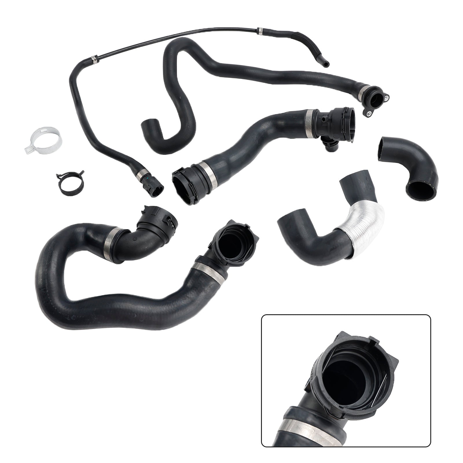 2009-2010 BMW 335i xDrive 6PCS Radiator Coolant Water Hose Pipe Kit 17128634285