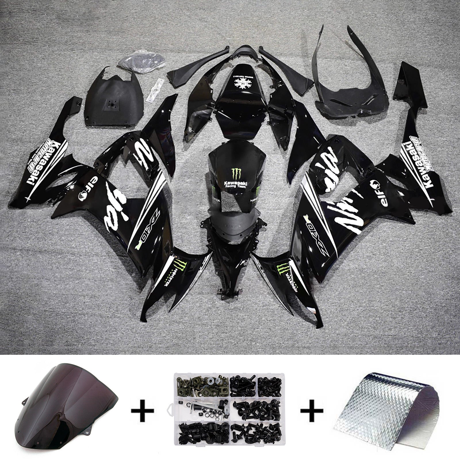 Injection Fairing Kit Bodywork Plastic ABS fit For Kawasaki ZX10R 2008-2010