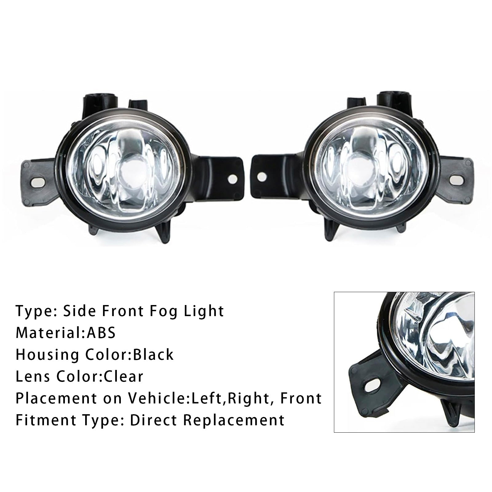 2008-2011 BMW X6 E71 E72 Pair Front Fog Light Lamps Without Bulbs 63177187631