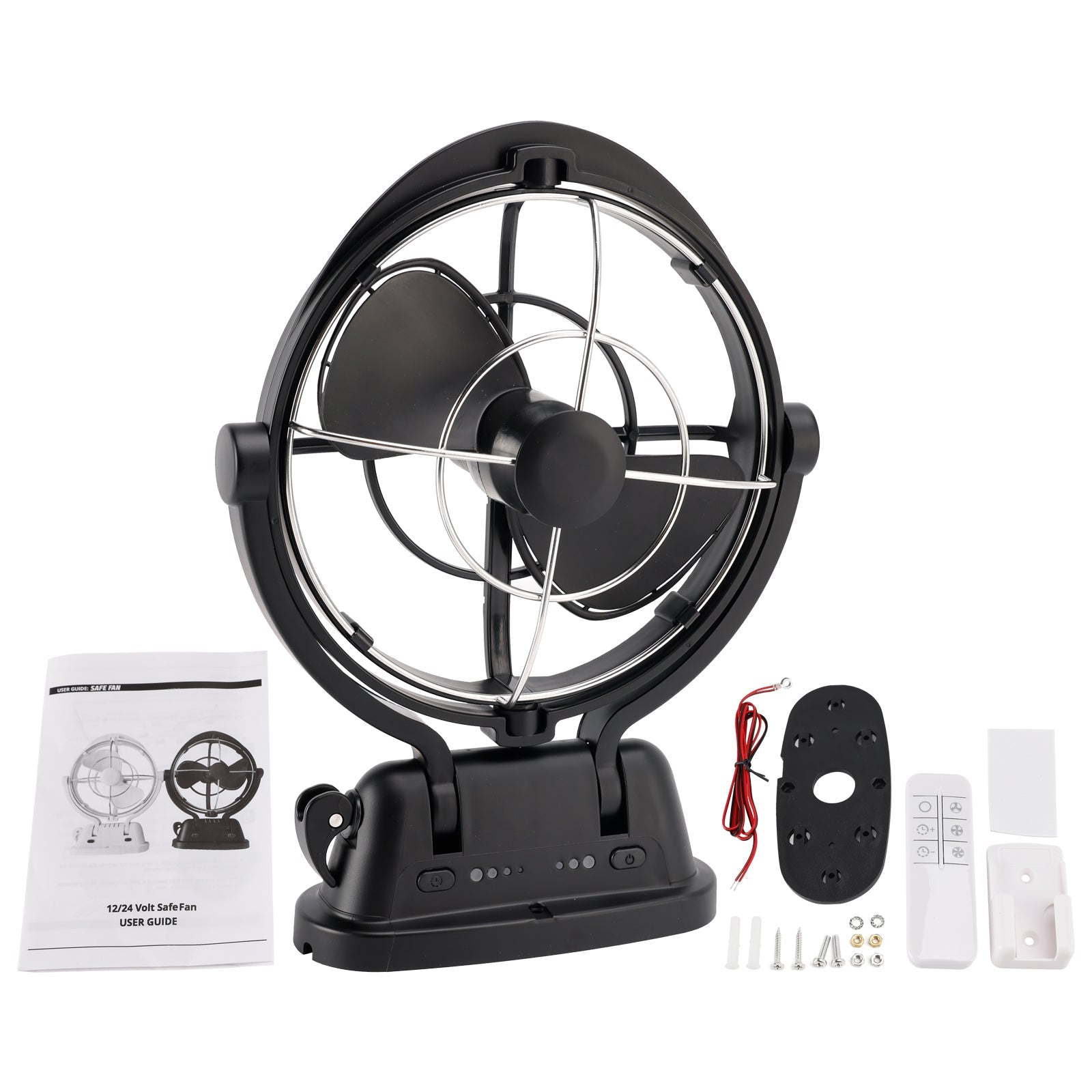 Auto-Sensing Low-Power 12V/24V Draw Fan Fit for Boats and RV Black