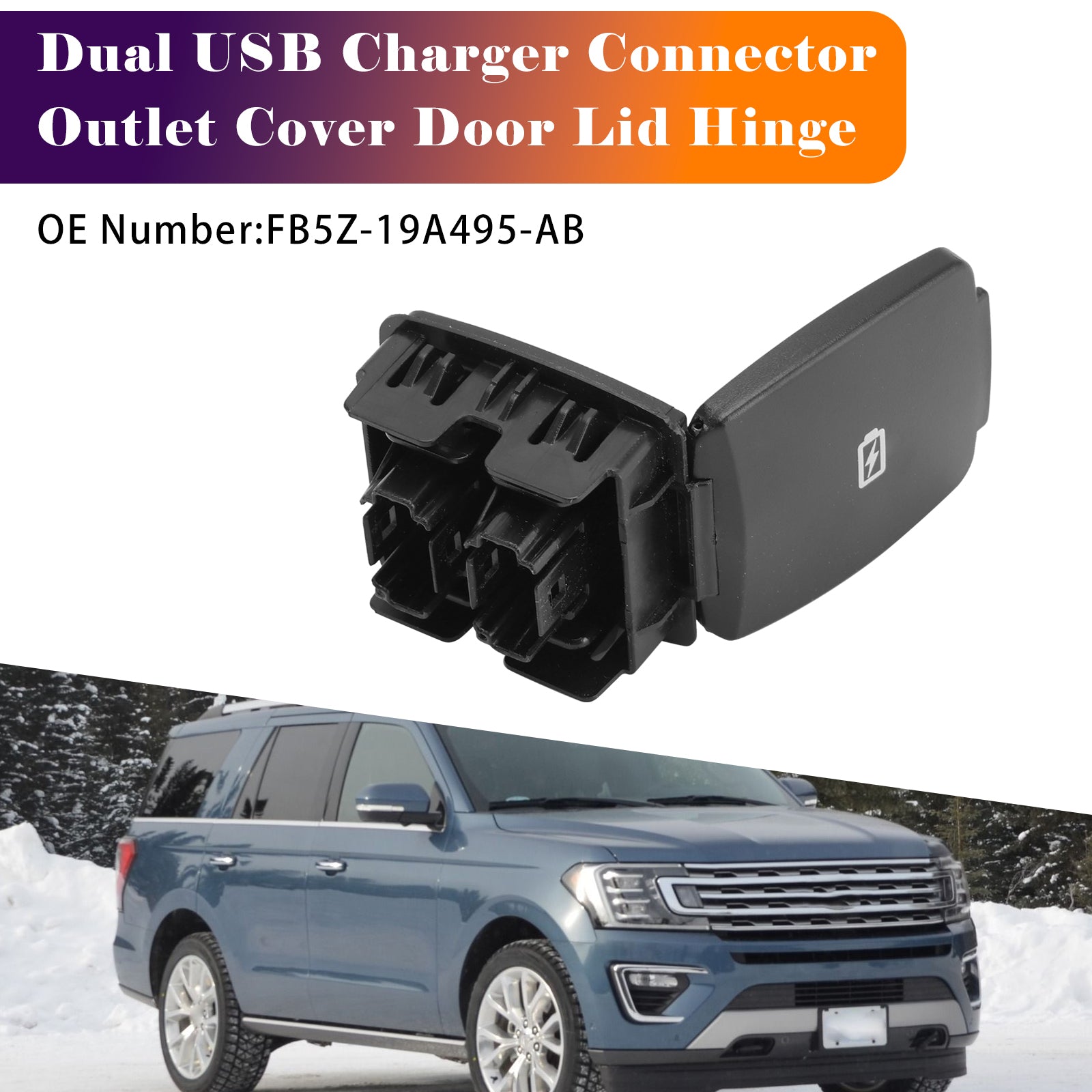 Dual USB Charger Connector Cover FB5Z-19A495-AB For F-Super Duty Navigator 16-21
