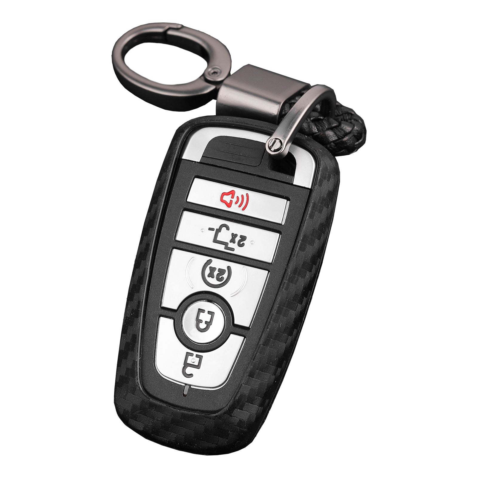 Leather Silicone Car Key Case Cover With Buckle For Ford Smart