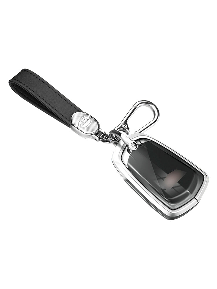 Aluminum Alloy TPU Silvery Car Key Case Cover With Buckle For Cadillac
