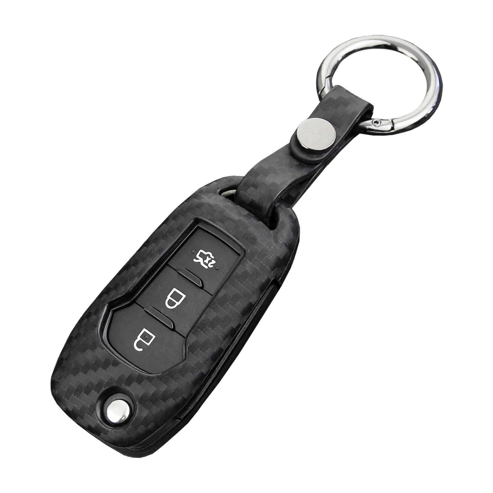 Leather Silicone Car Key Case Cover With Buckle For Ford